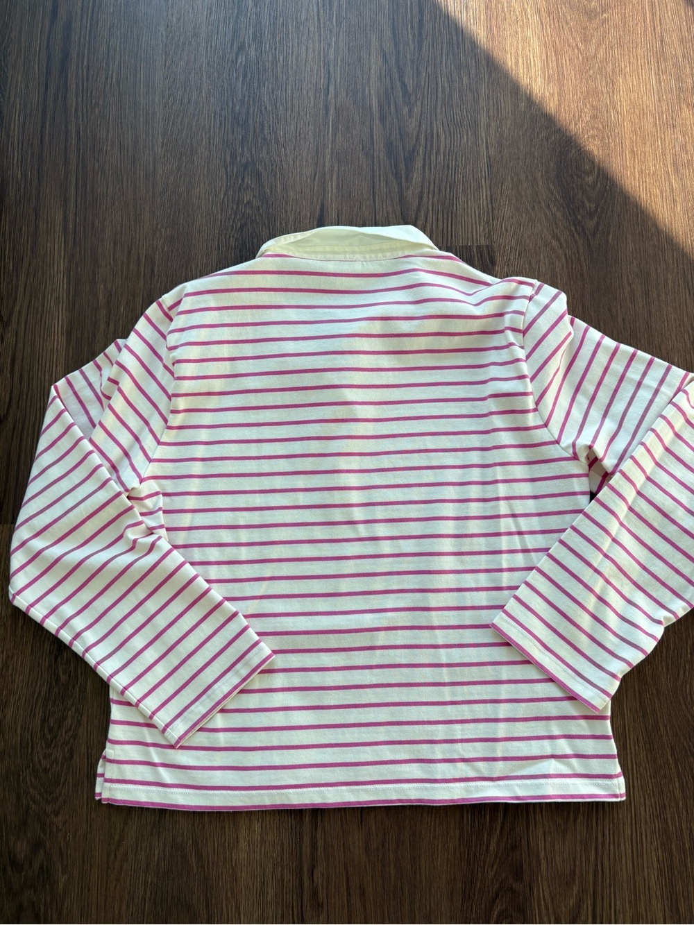 J.Crew Women’s Size Large Pink Stripe Polo Top - Picture 4 of 6